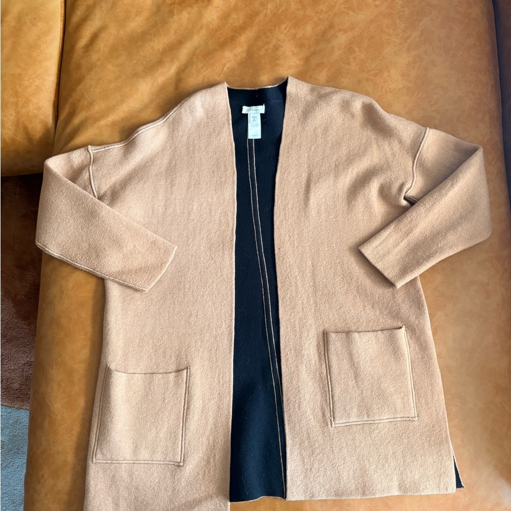 Reversible Tan/Black Open Cardigan